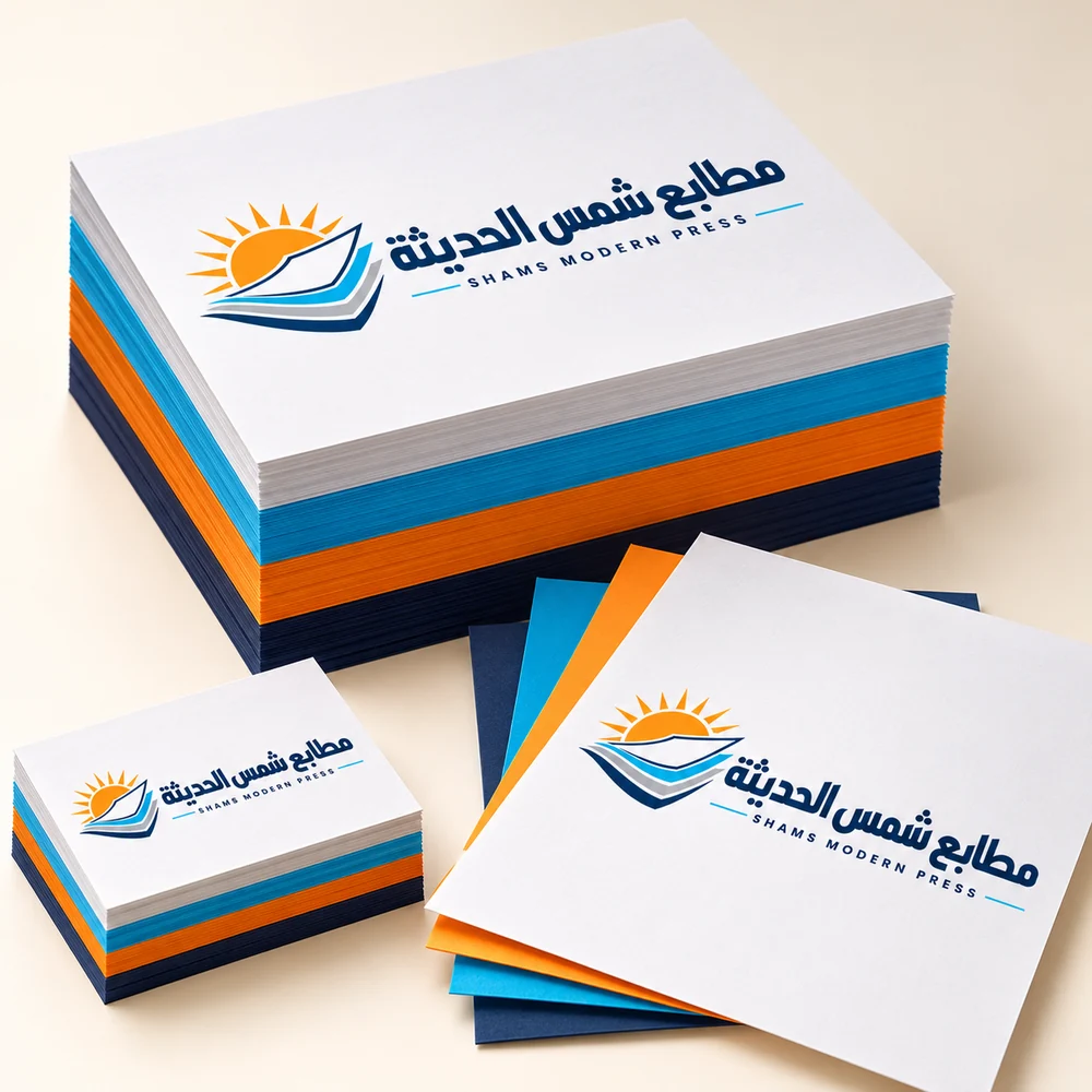 موك أب طباعة رقمية بشعار مطابع شمس الحديثة