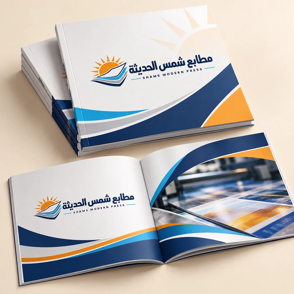 موك أب طباعة بروفايلات بشعار مطابع شمس الحديثة