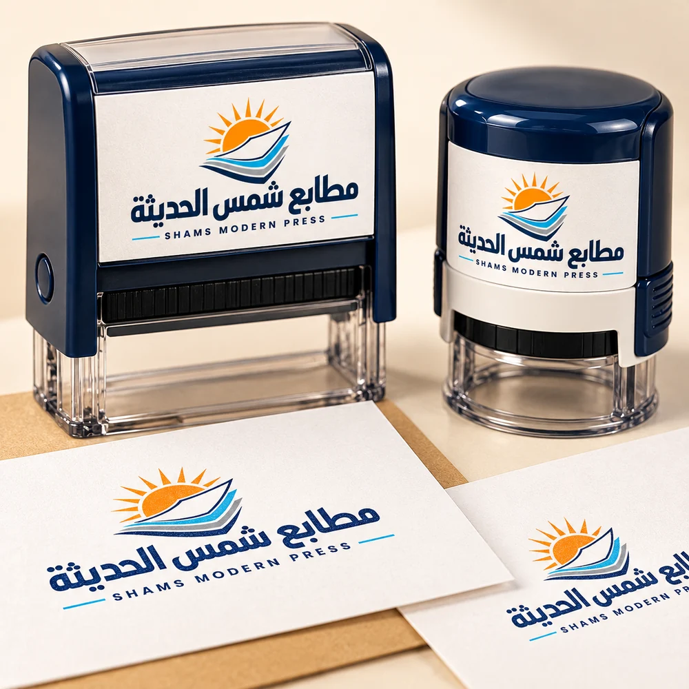 موك أب طباعة أختام بشعار مطابع شمس الحديثة